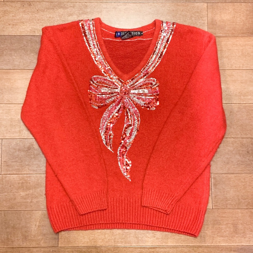 VINTAGE Red Sequin Sweater